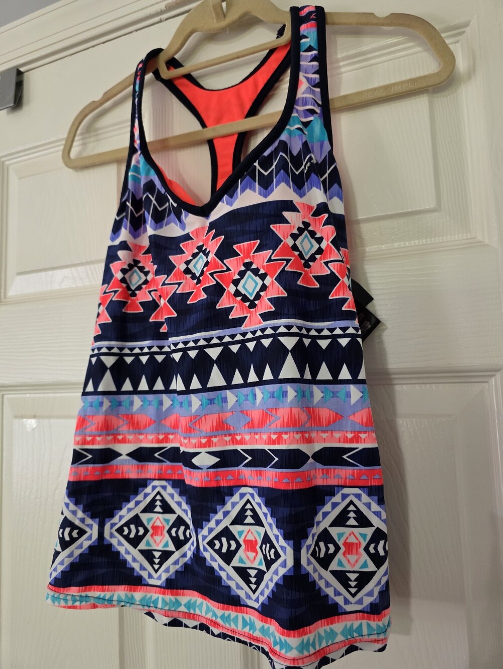 Zeroxposur Women's Tankini Top Tribal Print Racerback Geometric Size 10 Beach